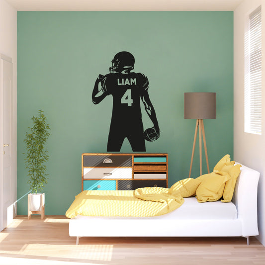 Sporty Room Design with Personalized Custom Football Wall Decal