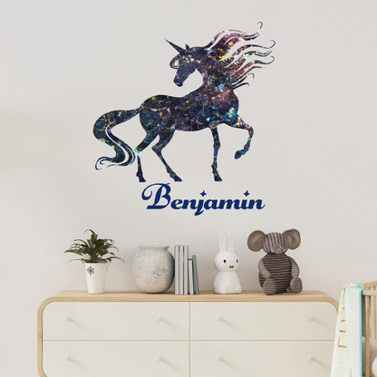Magical Unicorn Wall Stickers - Customizable Vinyl Decals for a Cute and Huge Unicorn-themed Room Design - Custom Unicorn Wall Decal