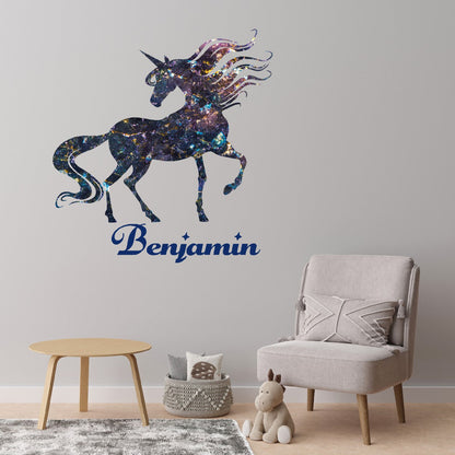 Magical Unicorn Wall Stickers - Customizable Vinyl Decals for a Cute and Huge Unicorn-themed Room Design - Custom Unicorn Wall Decal