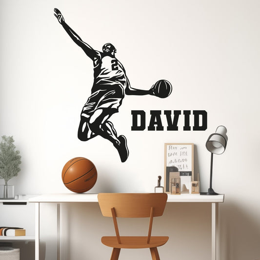 Boys Basketball Room Wall Sticker - Personalized Name Decals - Custom Basketball Stickers - Personalized Custom Basketball Wall Decal - Basketball Wall Decal