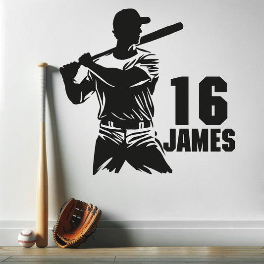 Personalized Baseball Player Wall Decals for Boys - Baseball Decal Bedroom - Custom Baseball Name Decal - Baseball Wall Name Decor - Custom Baseball Sticker