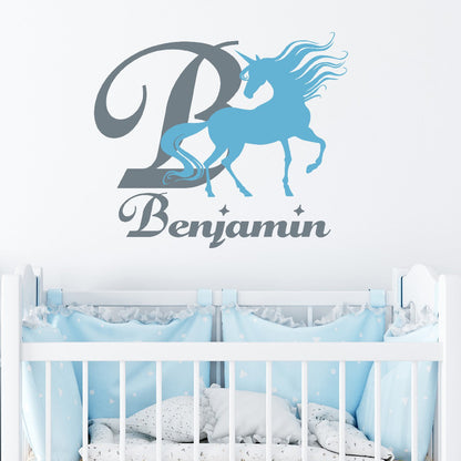 Personalized Unicorn Monogram Wall Decals - Elevate Kids' Rooms with Custom Vinyl Stickers - Magical Designs, Name Monograms, and Enchanting Imagery for Room Decor