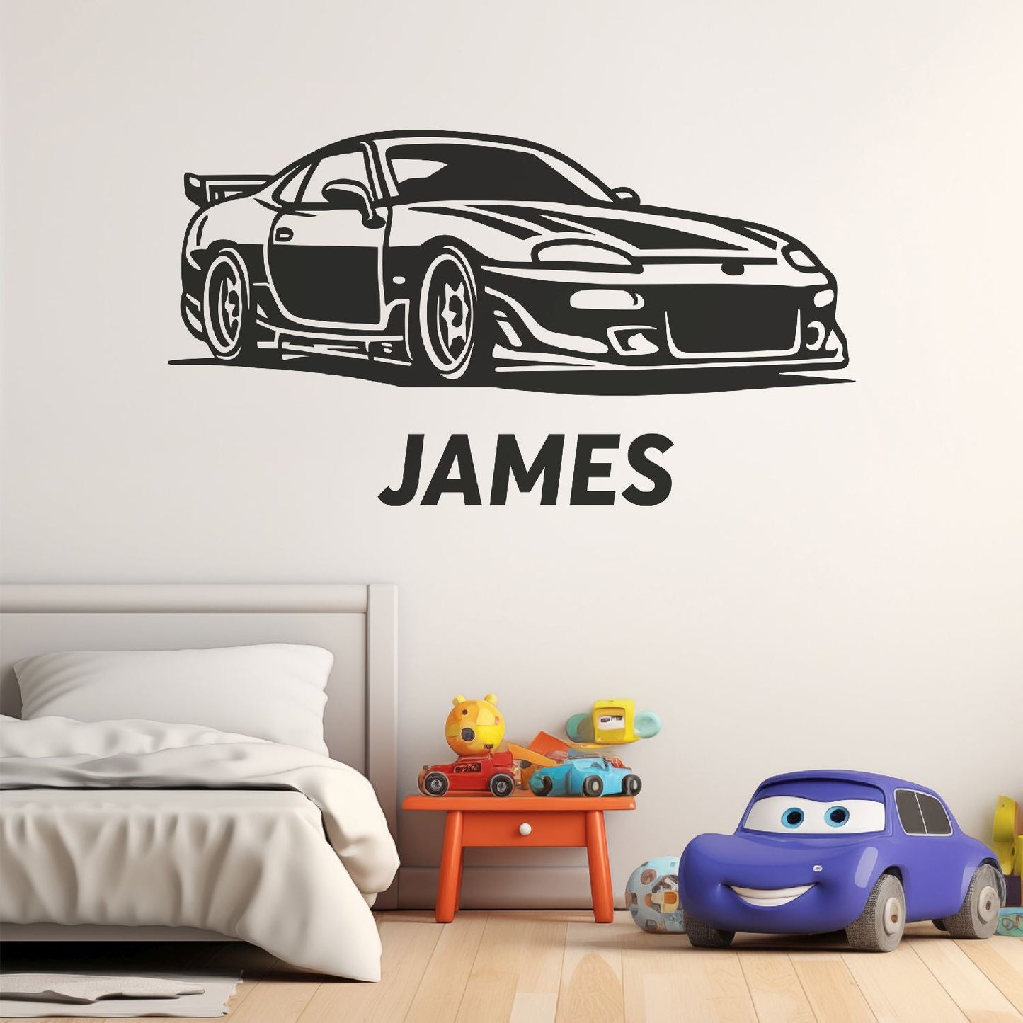 Race Car Wall Decals - Boys Race Car Wall Decal - Custom Racing Name Wall Decal - Personalized Room Decor - Cars Decals for Boys Room