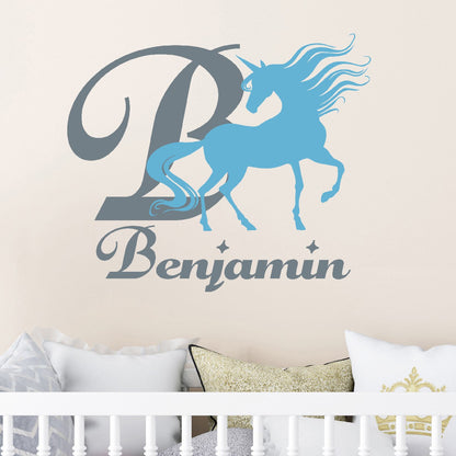 Personalized Unicorn Monogram Wall Decals - Elevate Kids' Rooms with Custom Vinyl Stickers - Magical Designs, Name Monograms, and Enchanting Imagery for Room Decor