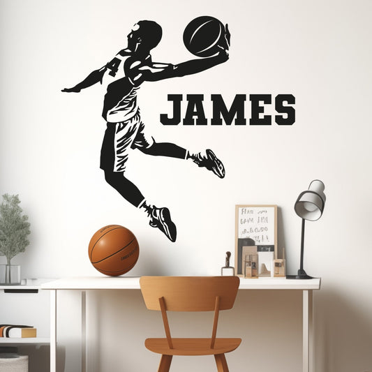 Personalized Basketball Bedroom Decor - Custom Name Wall Stickers - Boys Sports Room Decals - Custom Basketball Wall Decal - Custom Basketball Stickers