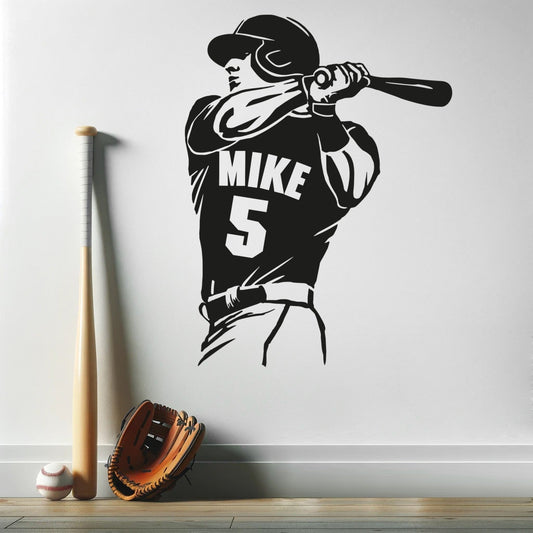 Custom Name Baseball Wall Decal  - Baseball Window Decals - Personalized Baseball Player Wall Decal - Custom Baseball Sticker