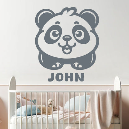 Panda Wall Decal - Name Customized Wall Decor- Baby Room Wall Decals Name - Animal Wall Decals - Panda Wall Stickers