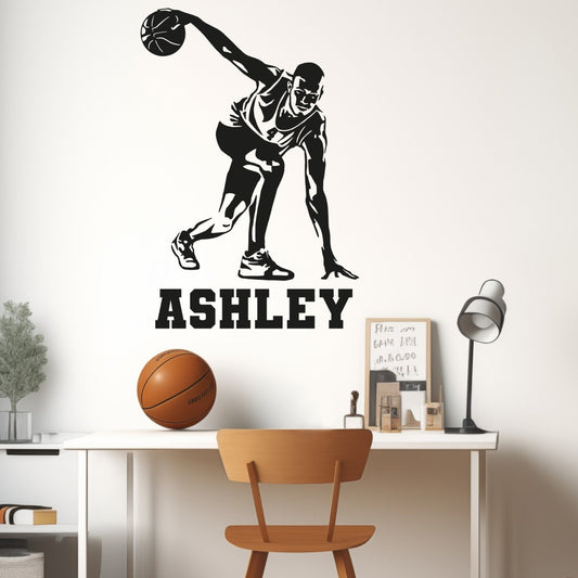 Custom Name Basketball Room Stickers - Personalized Basketball Wall Decor - Boys Room Sports Decals - Wall Stickers Bedroom Basketball