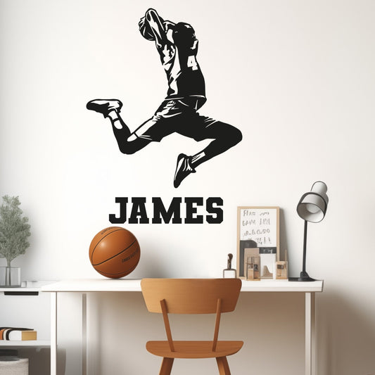 Basketball Themed Bedroom Stickers - Custom Name Wall Decals - Boys Room Basketball Decor - Personalized Basketball Wall Art - Custom Basketball Stickers
