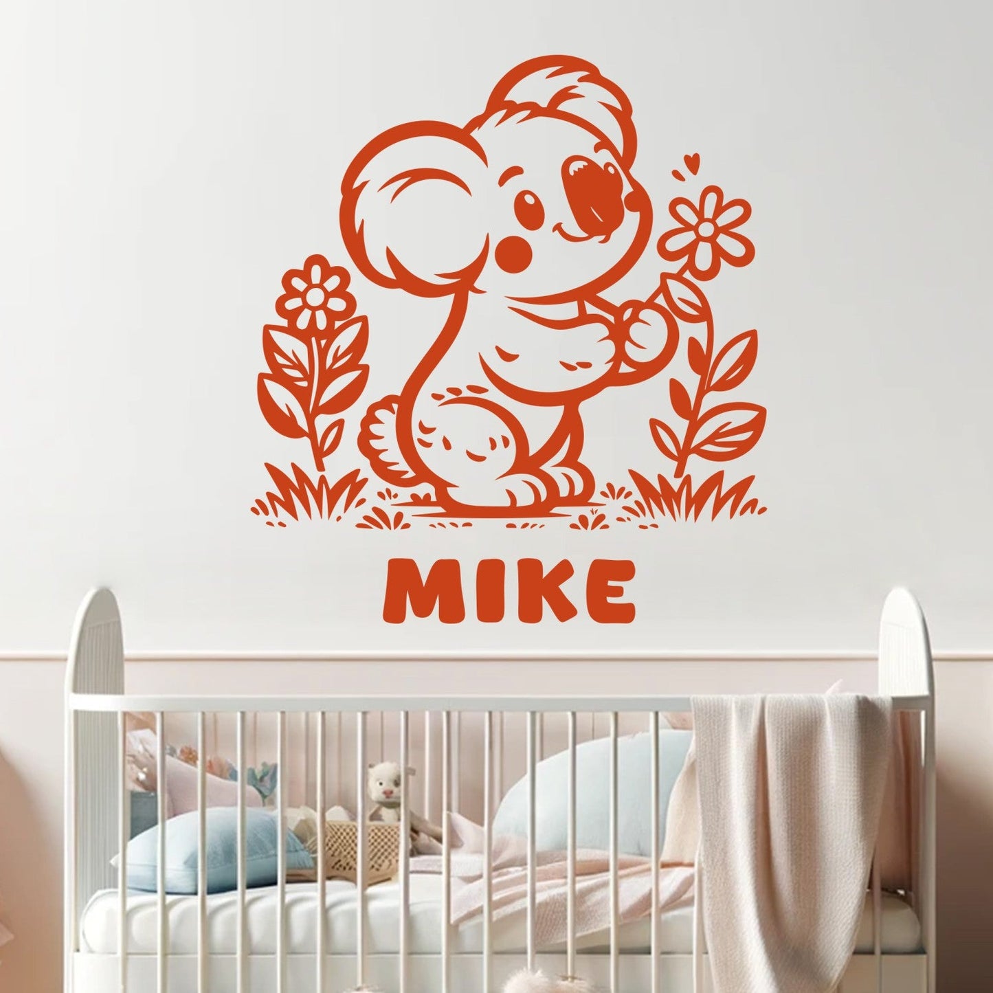 Jungle Animal Wall Decals - Koala Bear Wall Decal - Animal Wall Decals - Animal Wall Decals for Nursery - Personalized Name Stickers for Baby Room