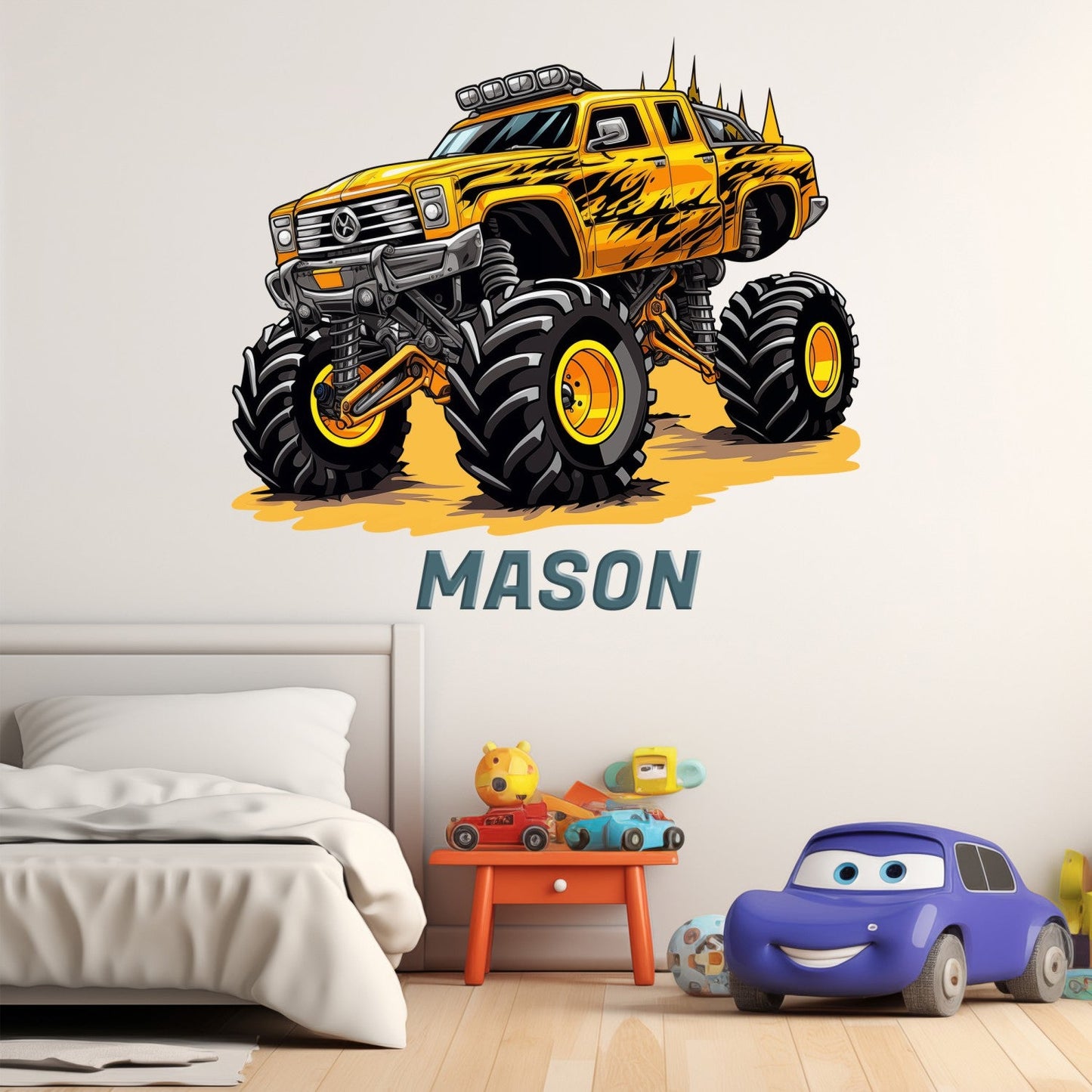 Monster Truck Decals for Wall - Monster Truck Vinyl Decal - Colorfull Monster Truck Wall Decal  - Large Monster Truck Wall Stickers