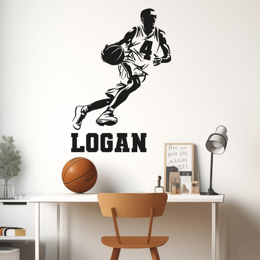 Custom Basketball Bedroom Decals - Personalized Name Basketball Stickers - Boys Room Sports Decor - Wall Decor Basketball Themes - Wall Stickers Basketball