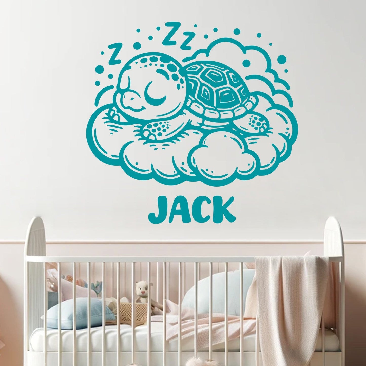 Sea Turtle Wall Stickers - Custom Name Wall Decal - Sea Turtle Vinyl Decal - Personalized Nursery Wall Stickers - Custom Name Decal with Cute Animals Design 01