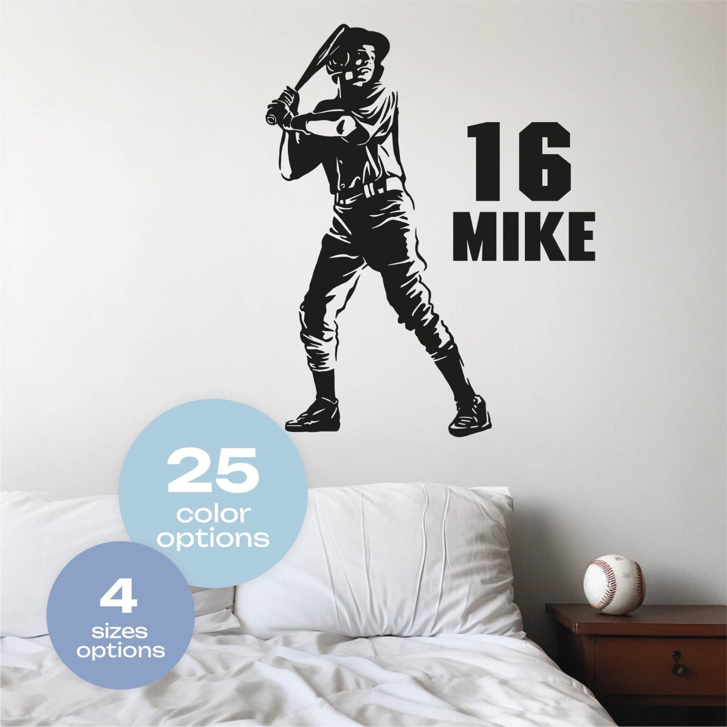 Custom Name Baseball Wall Decal - Boy Name Wall Decal - Baseball Bedroom Sticker - Baseball Name Tag Stickers - Baseball Wall Stickers