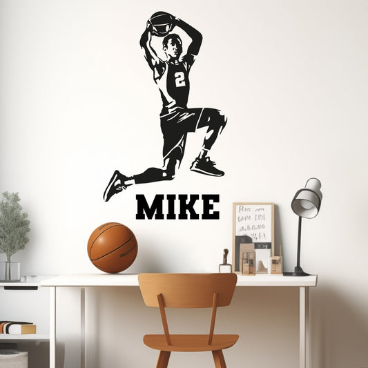 Personalized Basketball Wall Decals - Custom Name Decals for Boys Room - Basketball Player Stickers - Sports Room Wall Decor - Basketball Wall Sticker