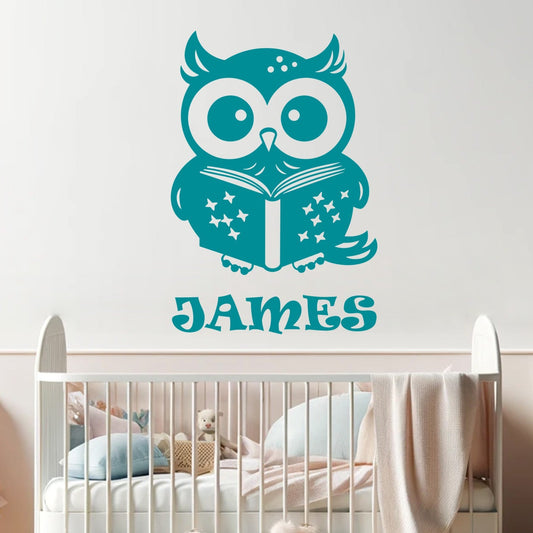Animal Wall Stickers for Nursery - Baby Wall Stickers with Owl - Personalized Baby Name Decals and Customizable Wall Decor for Kids Room