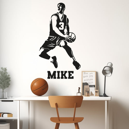 Boys Room Basketball Decor - Custom Name Wall Stickers - Personalized Basketball Wall Decals - Personalized Custom Basketball Wall Decal