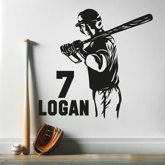 Baseball Wall Stickers - Sports Wall Decals for Boys Room - Baseball Bedroom Sticker - Baseball Wall Decal Personalized - Custom Name Stickers for Boy's Room