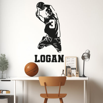 Personalized Basketball Wall Stickers - Custom Name Basketball Decals - Boys Basketball Room Wall Decor - Custom Name Basketball Wall Decal