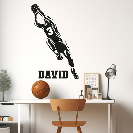 Basketball Wall Stickers - Personalized Custom Name Decals - Boys Room Basketball Stickers - Custom Basketball Wall Art - Basketball Decorations for Boys Rooma