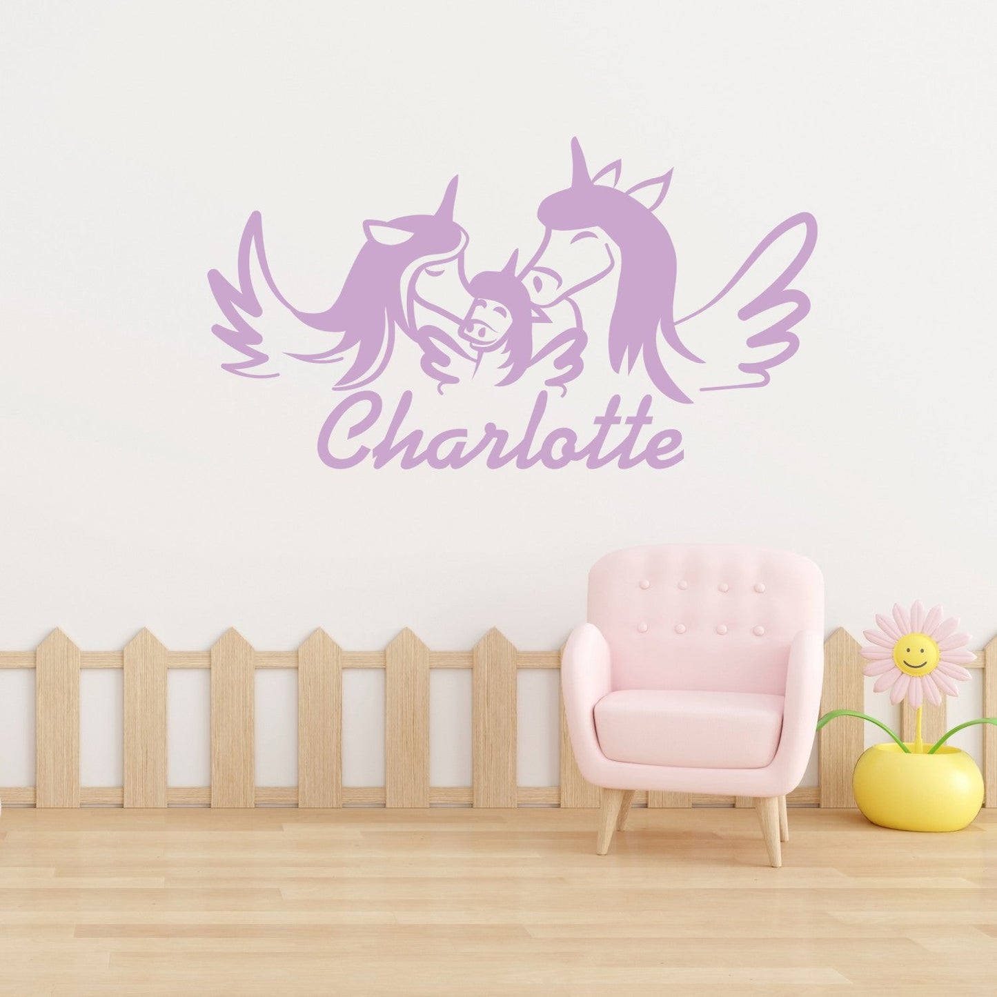 Personalized Unicorn Family Wall Decals - Baby Unicorn Wall Decal Vinyl Stickers Featuring Customizable Name - Transform Any Room with Whimsical Unicorn Designs for Magical Family Ambiance