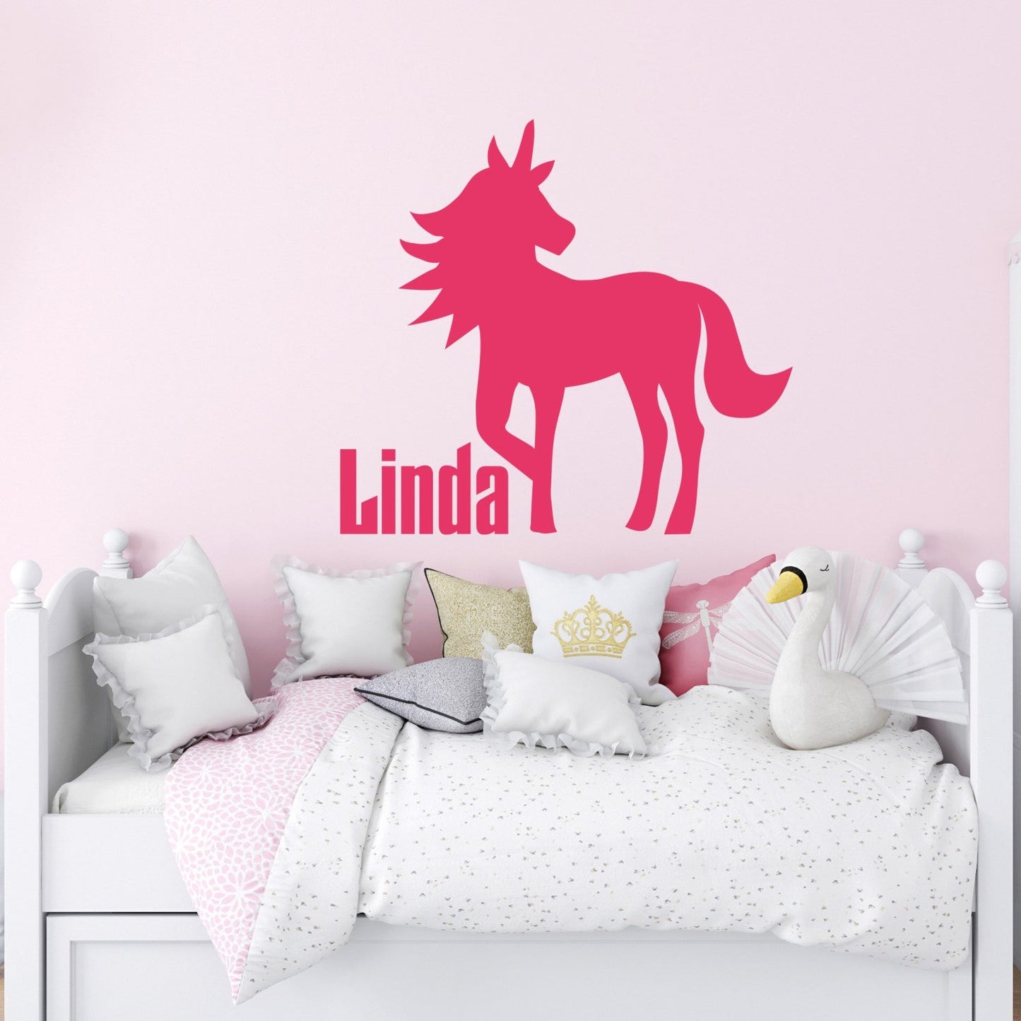 Customized Name with Unicorn Wall Decal - Personalized Vinyl Stickers Featuring Enchanting Unicorn Imagery - Transform Kid's Room with Personalized Unicorn Name Wall Decal