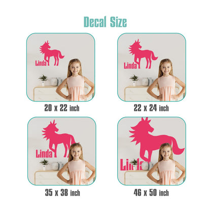 Customized Name with Unicorn Wall Decal - Personalized Vinyl Stickers Featuring Enchanting Unicorn Imagery - Transform Kid's Room with Personalized Unicorn Name Wall Decal