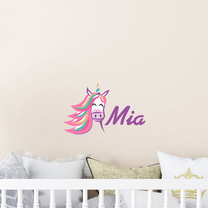 Cute Colored Unicorn Wall Stickers - Personalize Your Space with Customizable Vinyl Decals featuring Cute Unicorn Designs - Unicorn Wall Sticker with Custom Name