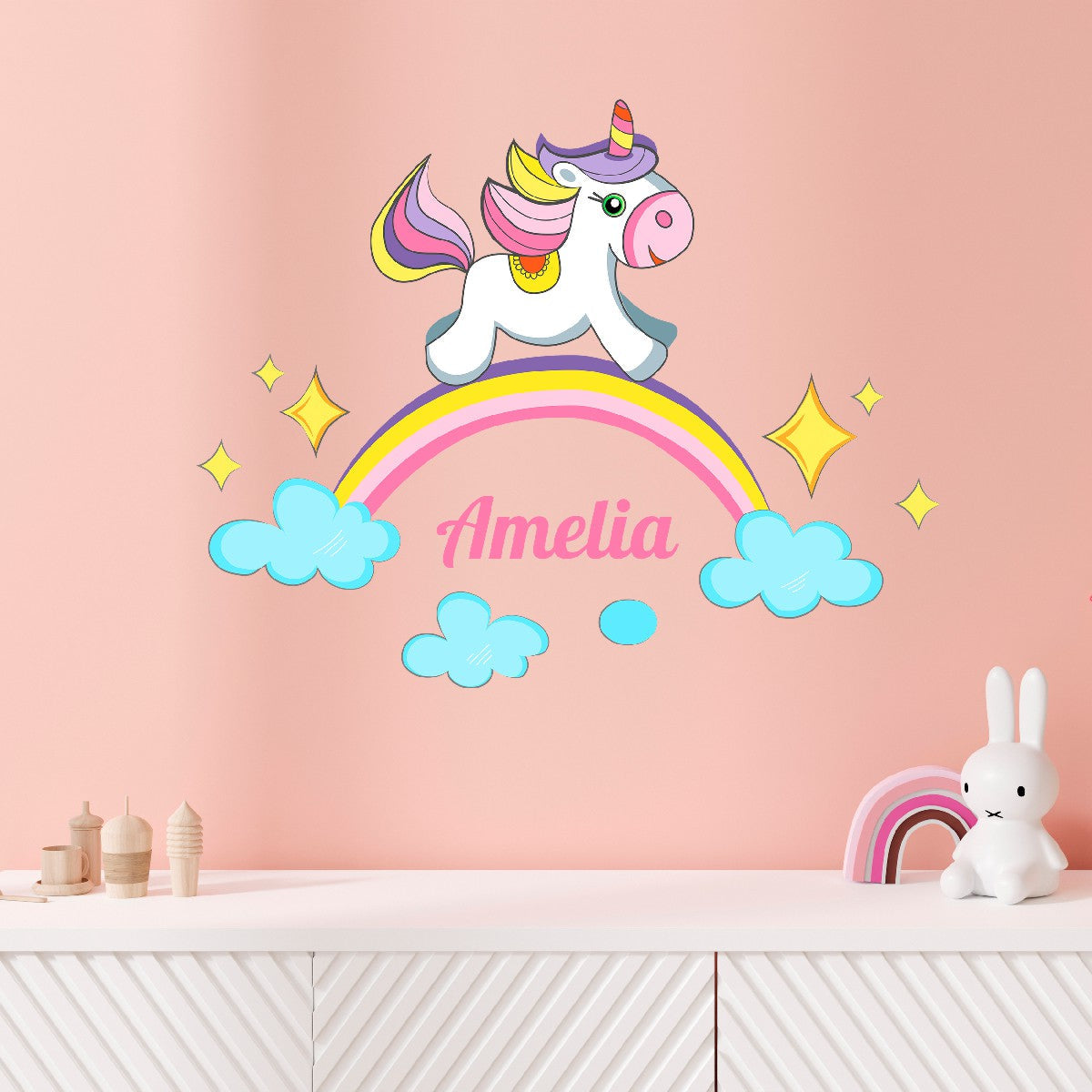 Personalized Unicorn Wall Decals - Customize Your Child's room with Custom Colored Unicorn Designs - Decor your Nursery with Cute Unicorn Sticker Wall Decal