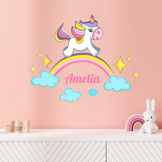 Personalized Unicorn Wall Decals - Customize Your Child's room with Custom Colored Unicorn Designs - Decor your Nursery with Cute Unicorn Sticker Wall Decal