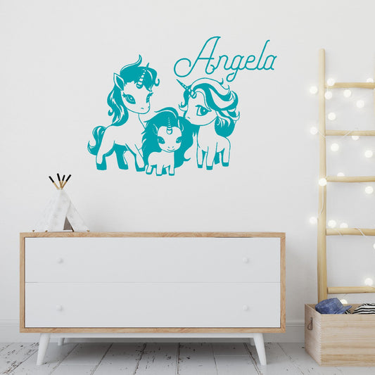 Personalized Name Wall Decal Family Unicorn - Vinyl Stickers Featuring Customizable Name - Bring Magic Home with Enchanting Unicorn Wall Designs 