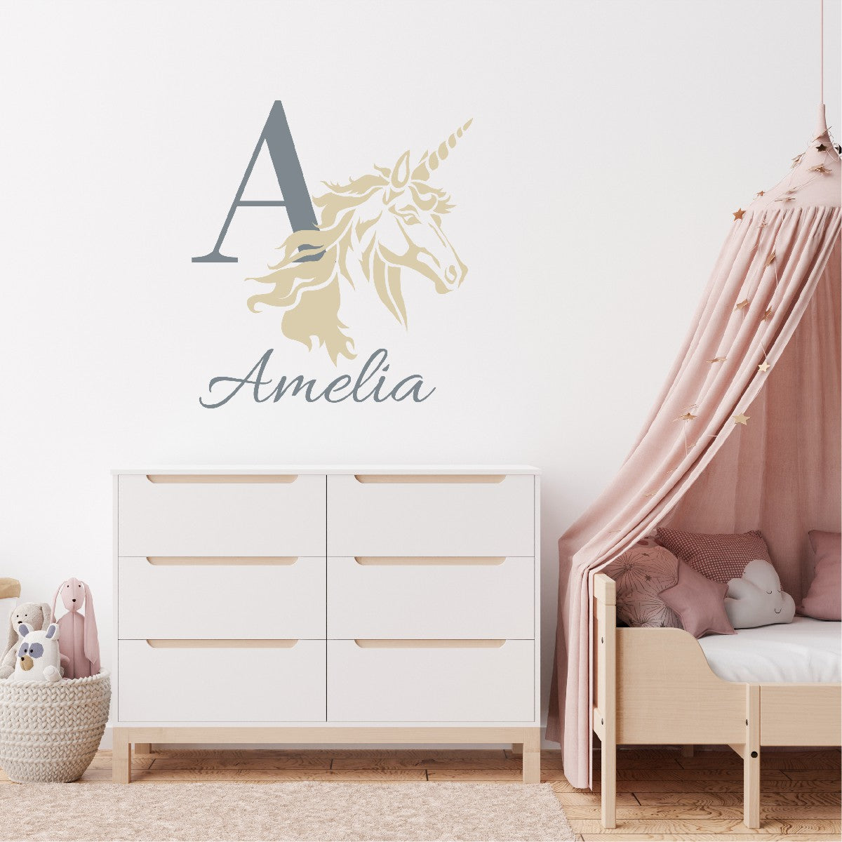 Custom Unicorn Monogram Wall Decals - Personalized Vinyl Stickers Featuring Kid's Name - Transform and Enchant Any Room with Whimsical Unicorn Wall Designs