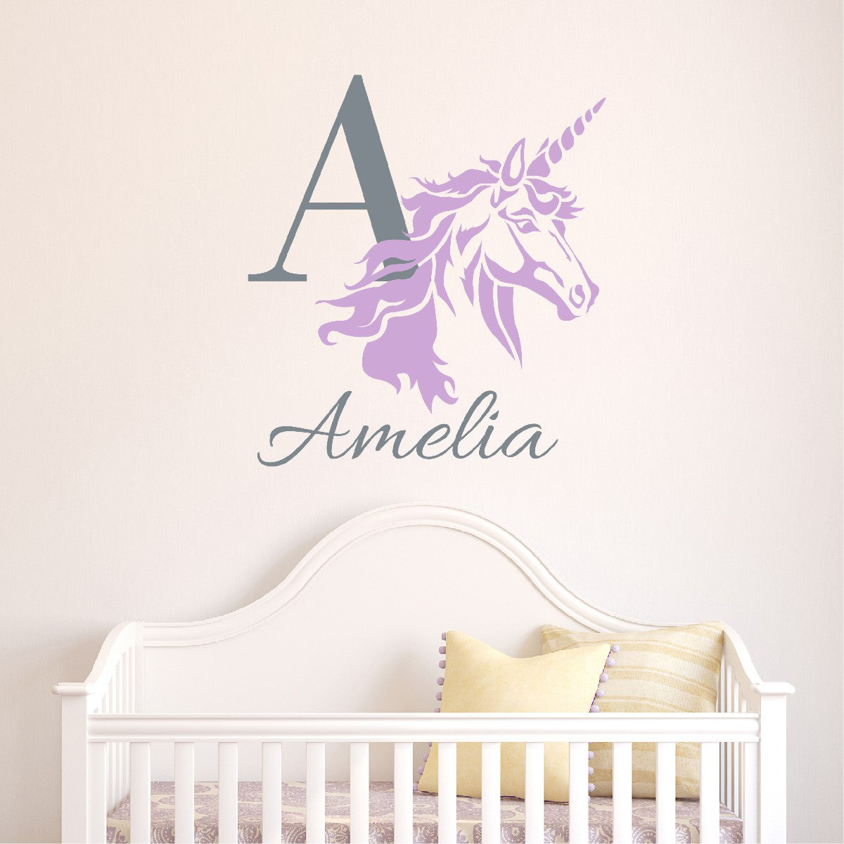 Custom Unicorn Monogram Wall Decals - Personalized Vinyl Stickers Featuring Kid's Name - Transform and Enchant Any Room with Whimsical Unicorn Wall Designs