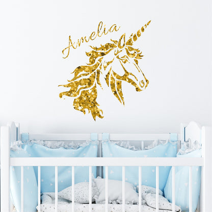 Unicorn Name Wall Decal - Transform Spaces with Personalized Magical Unicorn Stickers with Name  - Adorable Unicorn Wall Sticker for Kid's Room