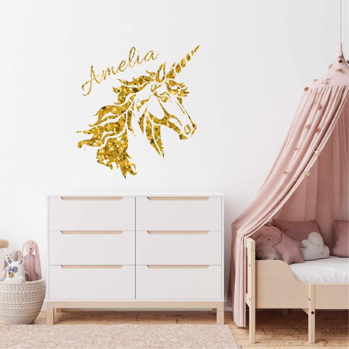 Unicorn Name Wall Decal - Transform Spaces with Personalized Magical Unicorn Stickers with Name  - Adorable Unicorn Wall Sticker for Kid's Room