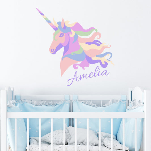 Custom Unicorn and Rainbow Wall Decal - Vibrant Personalized Vinyl Stickers with Name Customization - Transform Your Kid's Room with a Unicorn Wall Sticker