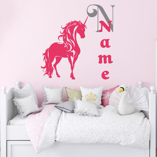 Personalized Vinyl Stickers with Nursery Name - Transform Any Room with Monogram Custom Unicorn Designs - Enchanting Unicorn Wall Designs