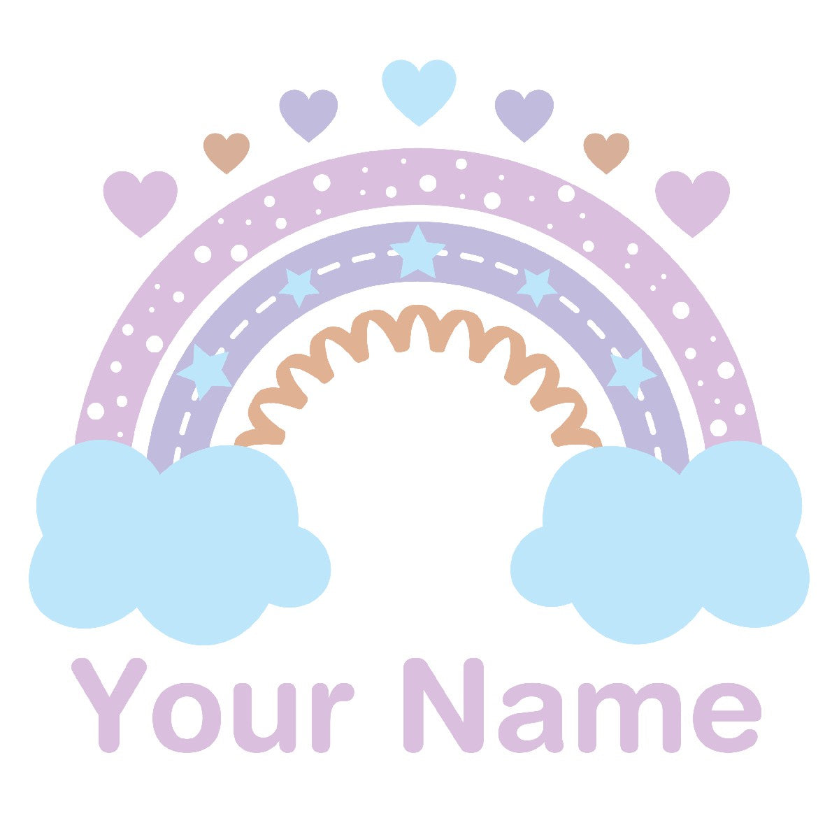 Boho Rainbow with Clouds and Hearts Wall Stickers - Boho Rainbow Decor for Nursery and Girls' Bedroom Decor - Boho Rainbow Name Decal