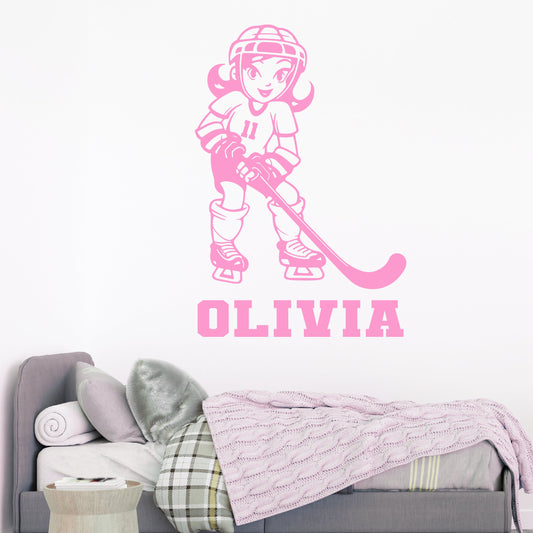 Anime Girls Hockey Decal - Hockey Wall Stickers for Bedroom - Personalized Hockey Wall Decal - Hockey Wall Clings, Murals, and Vinyl Decals