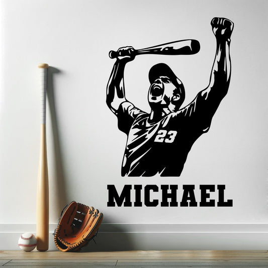 Baseball Wall Decal Personalized - Custom Baseball Name Decal - Custom Baseball Player Wall Decal - Sports Wall Decals for Boys Room