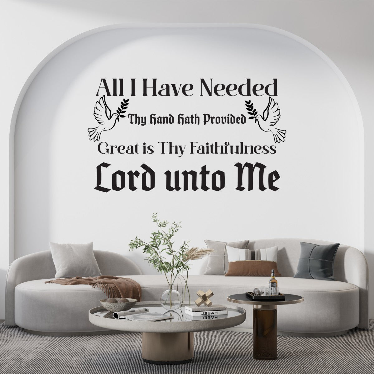 Christian Wall Decal with Peace Pigeon Drawings - God Wall Decal Quote with Pigeons Drawing - painting of Peace Pigeons Bible Wall Stickers Quote