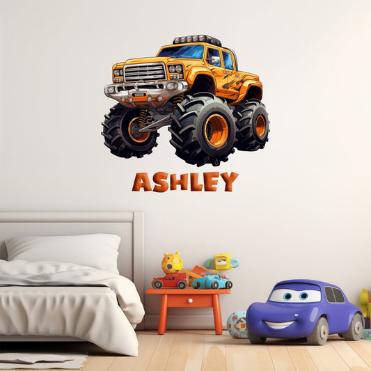 Monster Jam Wall Stickers - Car Wall Decals for Boys Room - Colored Monster Truck Room Decor for Boys - Custom Wall Stickers Personalized