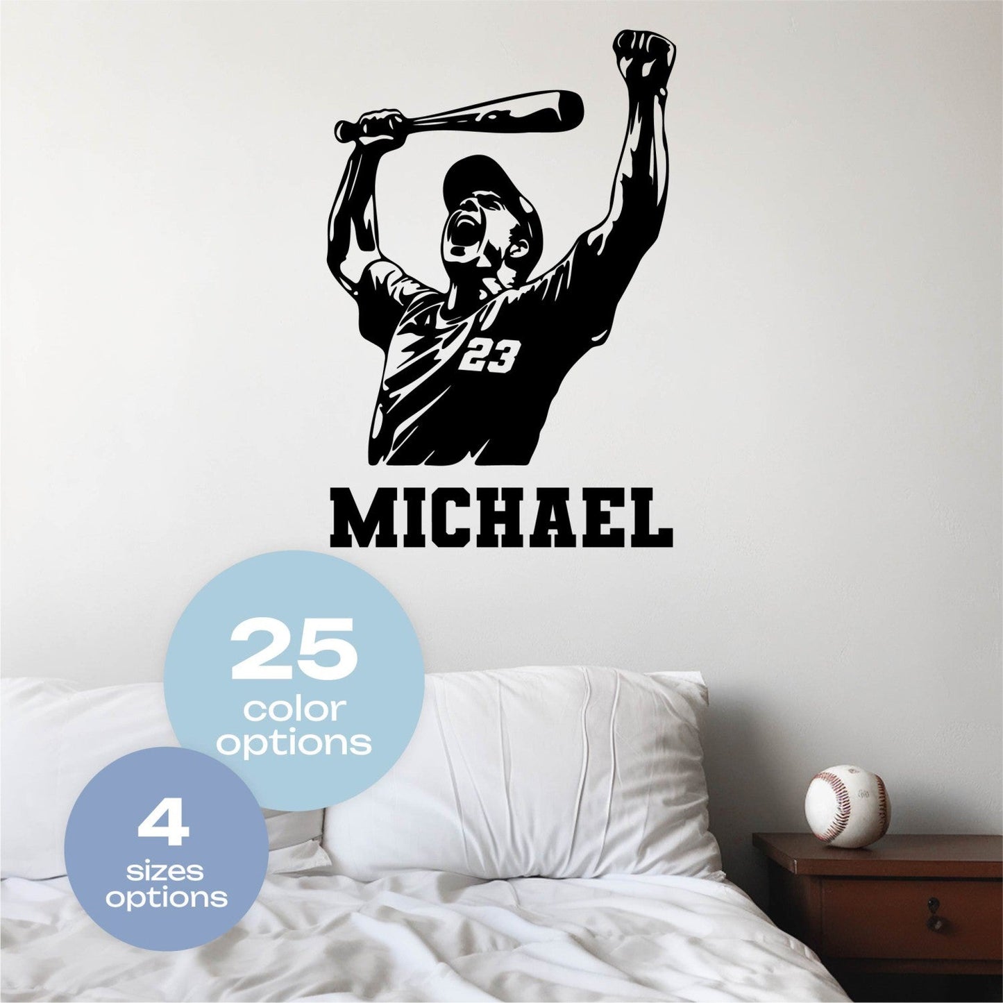 Baseball Wall Decal Personalized - Custom Baseball Name Decal - Custom Baseball Player Wall Decal - Sports Wall Decals for Boys Room