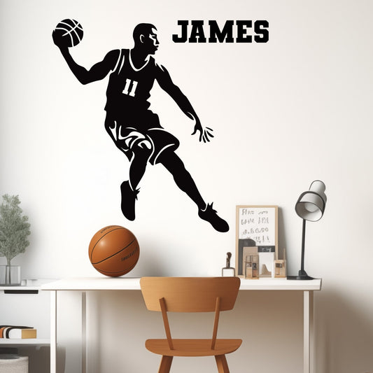 Basketball Player Wall Decal - Basketball Decals for Boys Room - Basketball Room Stickers - Basketball Decorations for Bedroom - Basketball Wall Decals