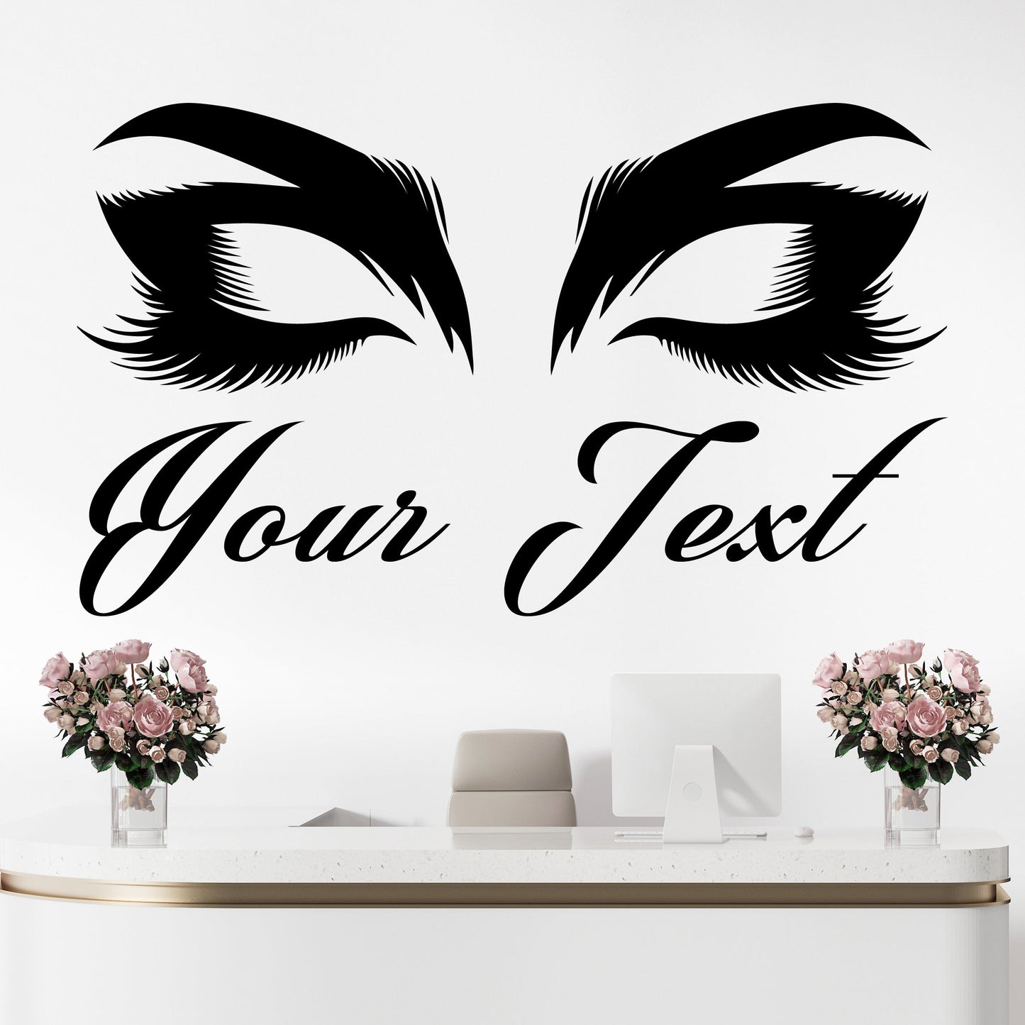 Beauty Wall Decals - Bedroom Wall Decal - Eyelash Eyebrow Wall Sticker - Makeup Decals for Walls - Make Up Wall Stickers - Eyelash Wall Decals