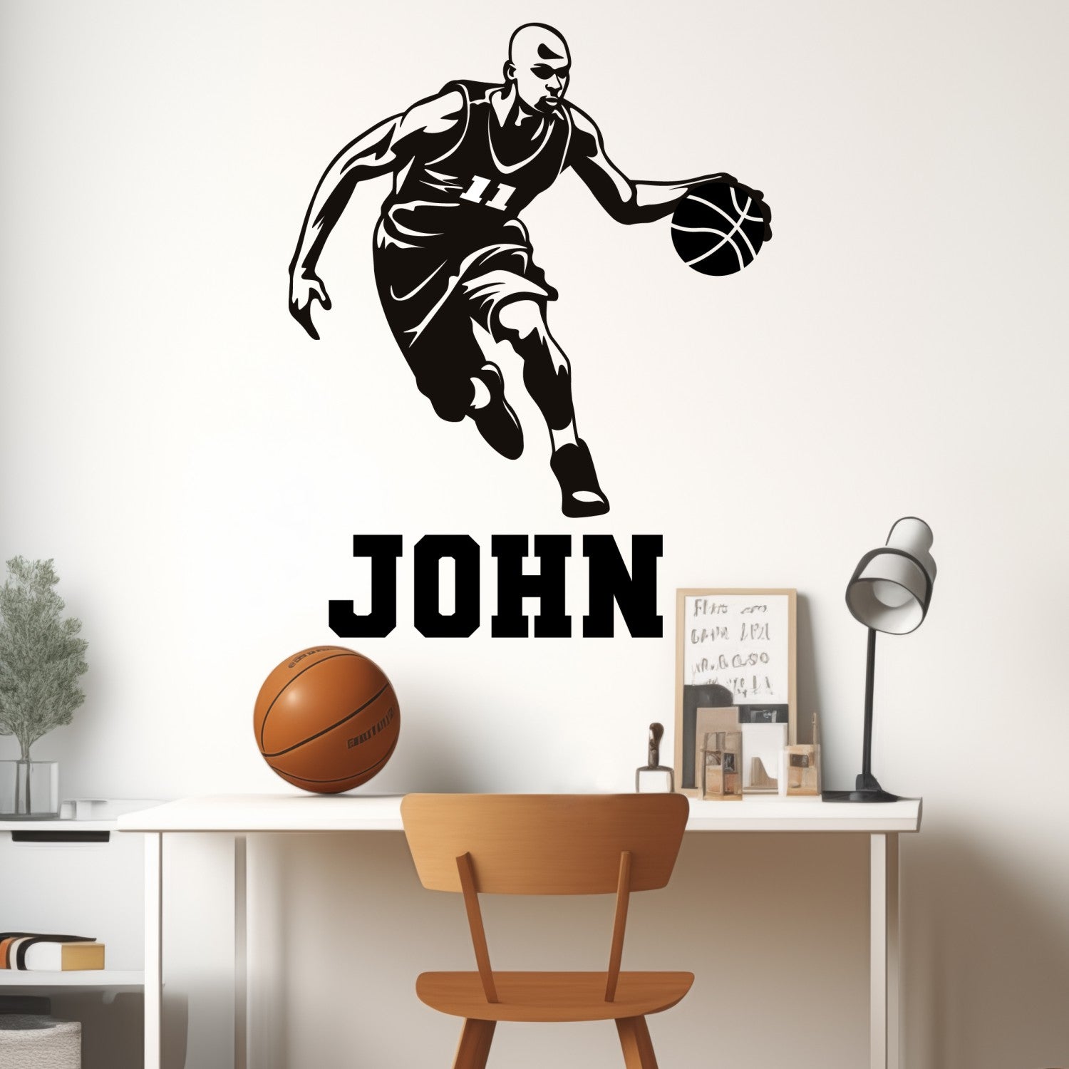 Custom Name Basketball Wall Decal - Basketball Wall Stickers & Decals for Bedroom! - Wall Stickers Bedroom Basketball - Basketball Player Wall Decals