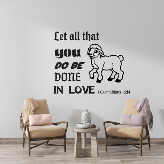 Wall Decals Bible Quotes with Lamb Picture - Drawing of Lamb Biblical Quotes Wall Decor - Christian Wall Decal verse Sign with Lamb Painting