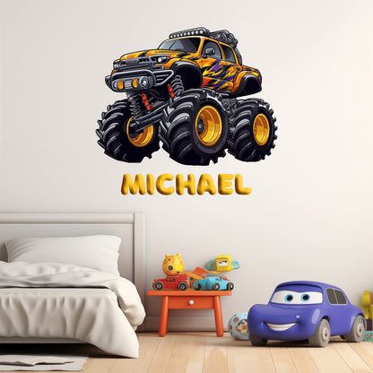 Monster Truck Decal - Wall Decal Truck - Kids Wall Decals for Boys - Monster Trucks Stickers - Colorfull Car Wall Decals - Boys Bedroom Wall Stickers