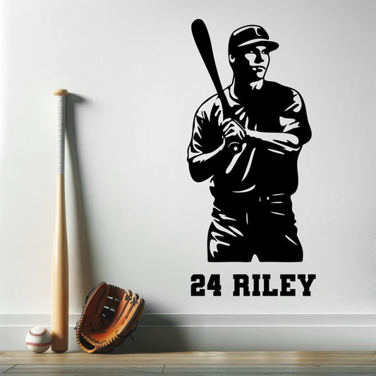 Custom Baseball Player Wall Decal - Personalized Baseball Wall Decal  - Personalized Baseball Stickers - Baseball Player Bedroom Decal
