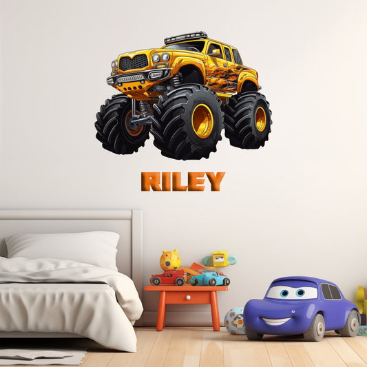 Personalized Wall Decal for Boys - Monster Truck Wall Decals for Kids Rooms - Boy Name Decals for Walls - Bedroom Car Wall Decals for Boys - Monster Truck Sticker